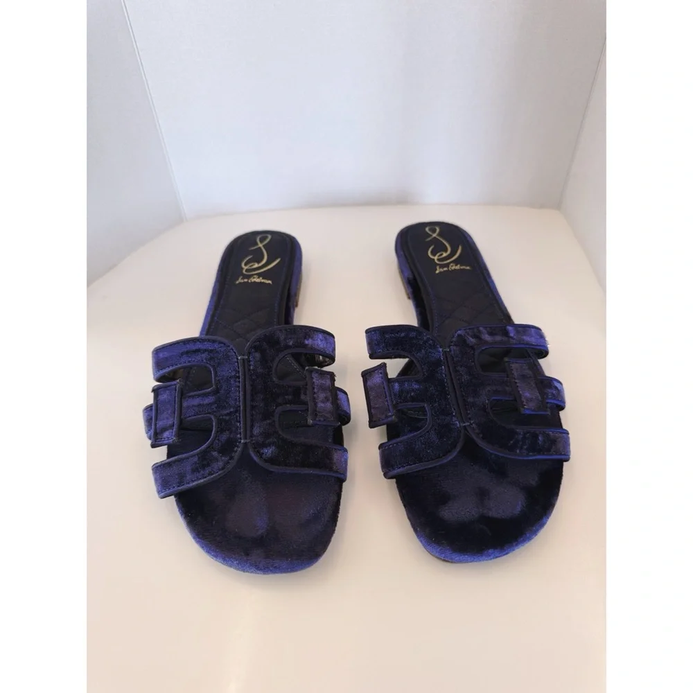 NWOT Sam Edelman Bay Honore Velvet Sandals in Dark Winter Violet, Size 8 - Picture 4 of 9